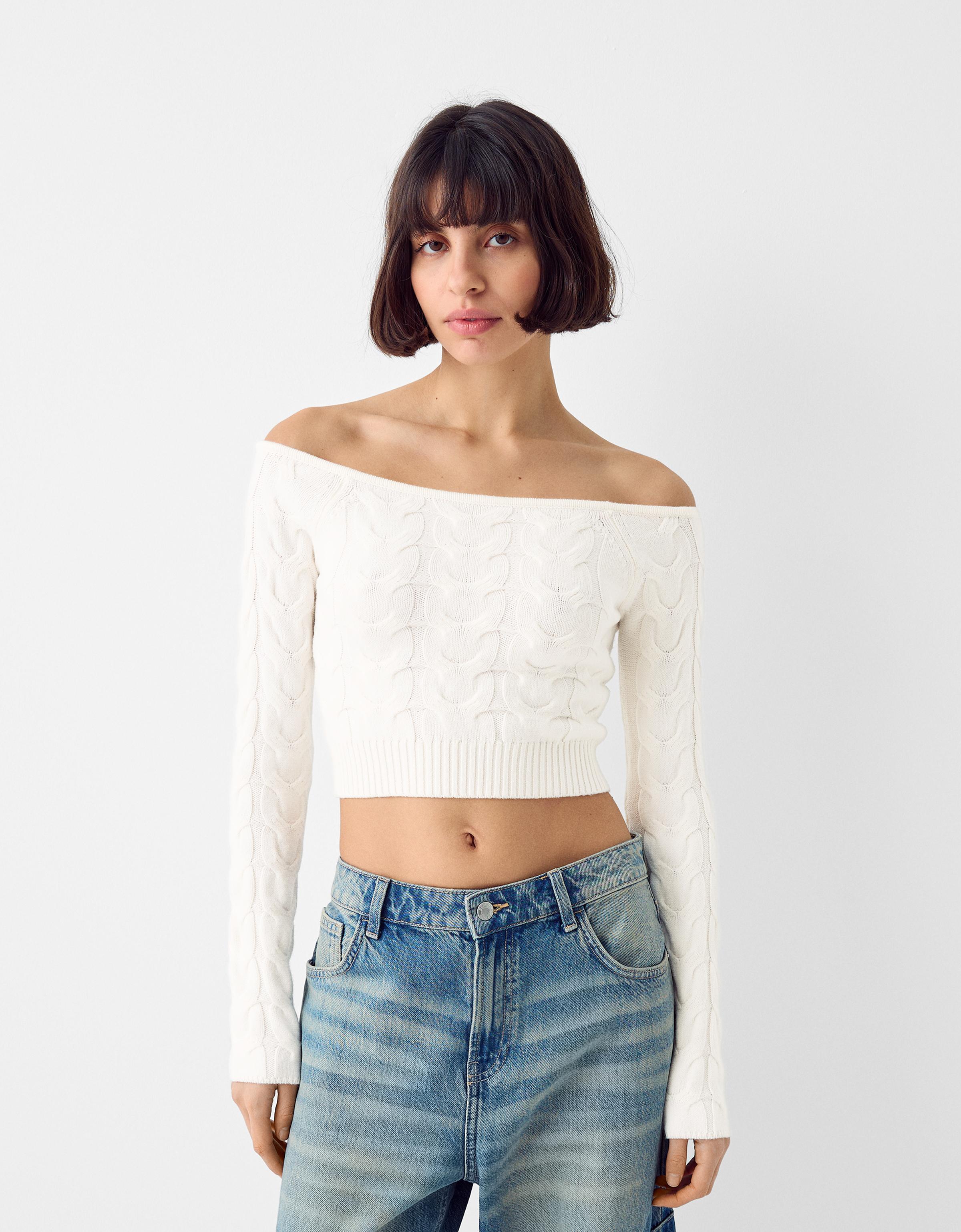 Damen pullover mit carmenausschnitt Clearance